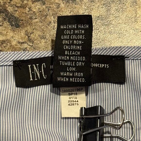 INC Top Boho Cottage Coastal Grandma Whimsigoth Embroidered Floral Stripe MP - Picture 4 of 7